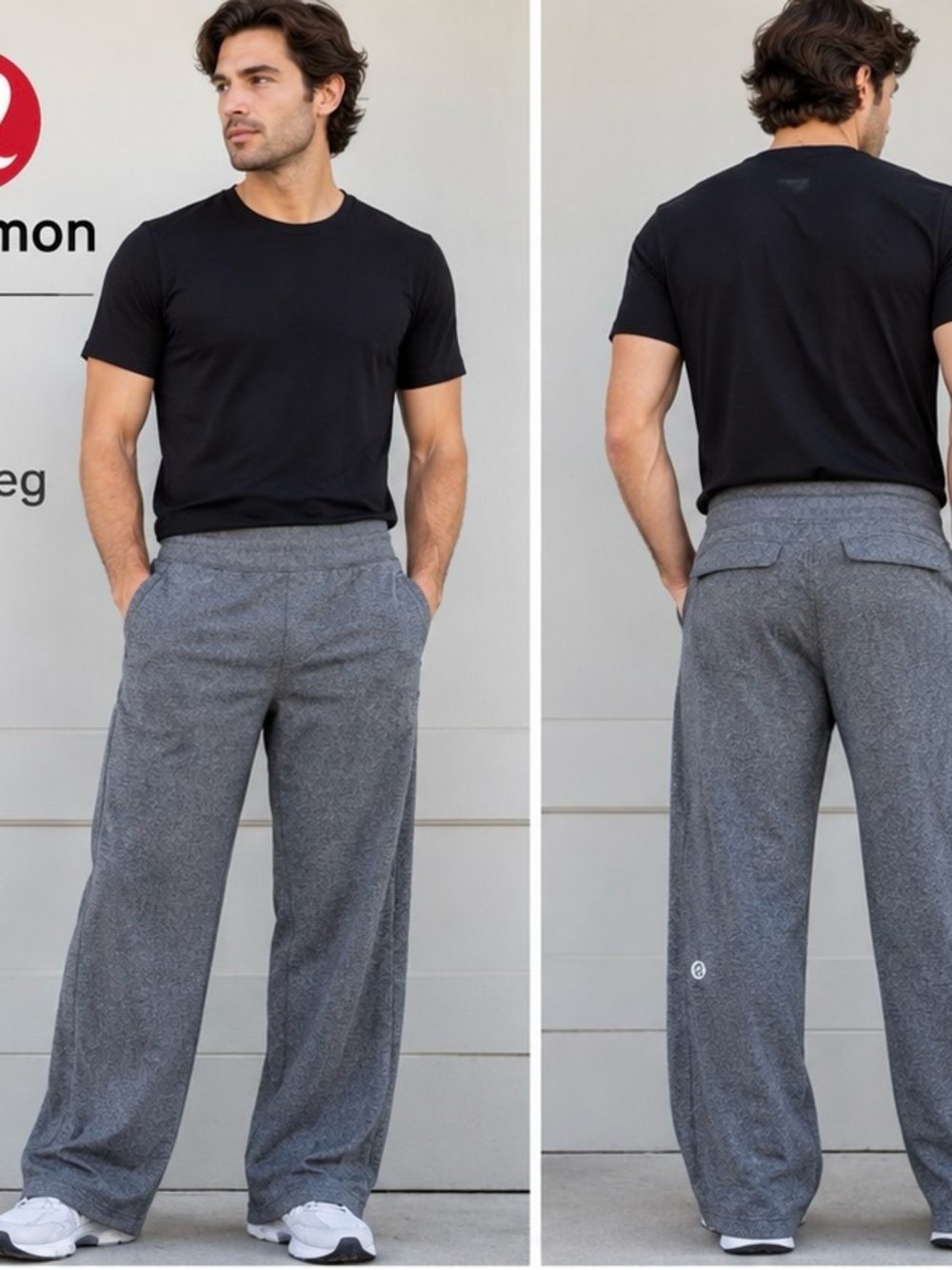 Lululemon Men’s Large Heather Gray Straight Leg Sweatpants Drawstring Pockets